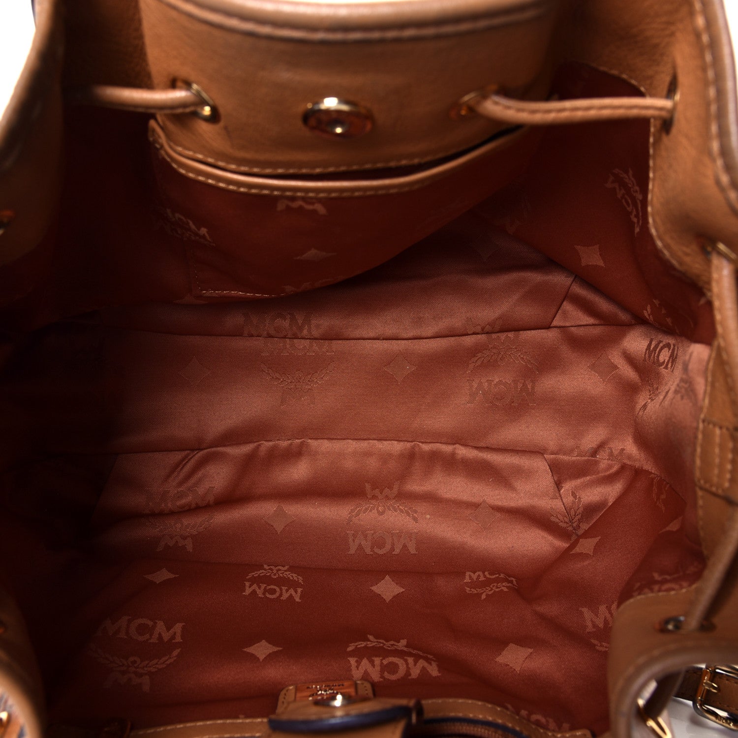 MCM Visetos Drawstring Shopper Cognac 4 of 4