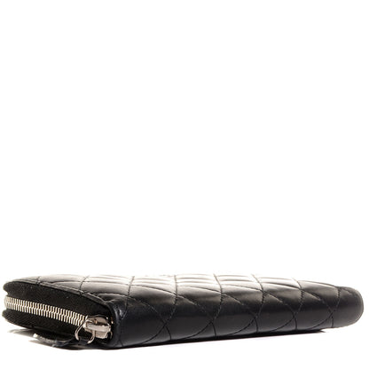 Chanel Lambskin Quilted Large Zip Around Wallet Black 4 of 8