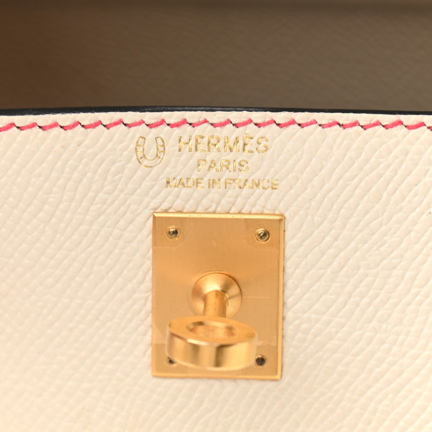 Hermes Epsom Bi-Color Horseshoe Kelly Sellier 25 Craie Black Rose Azalea 7 of 11