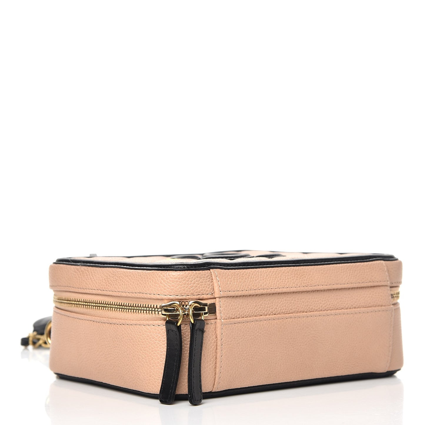 Caviar Quilted Medium CC Filigree Vanity Case Beige Black