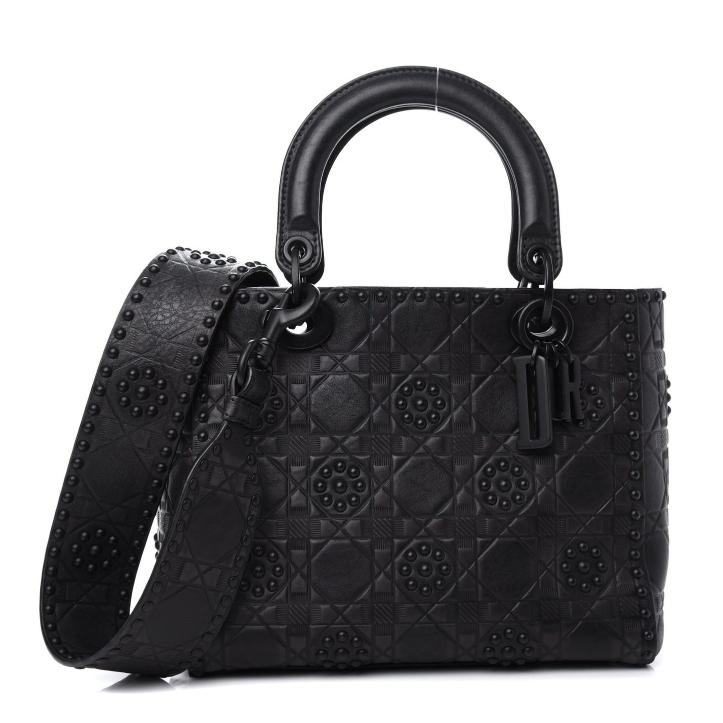 Lambskin Studded Matte Cannage Medium Lady Dior So Black
