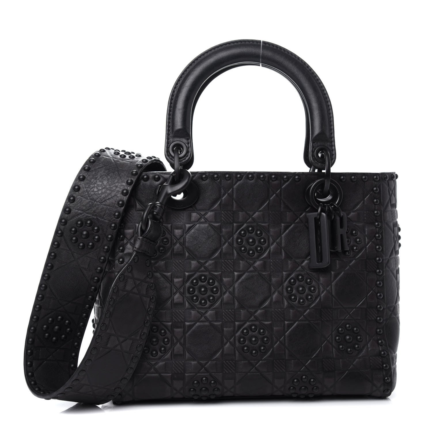 Christian Dior Lambskin Studded Matte Cannage Medium Lady Dior So Black 1 of 35
