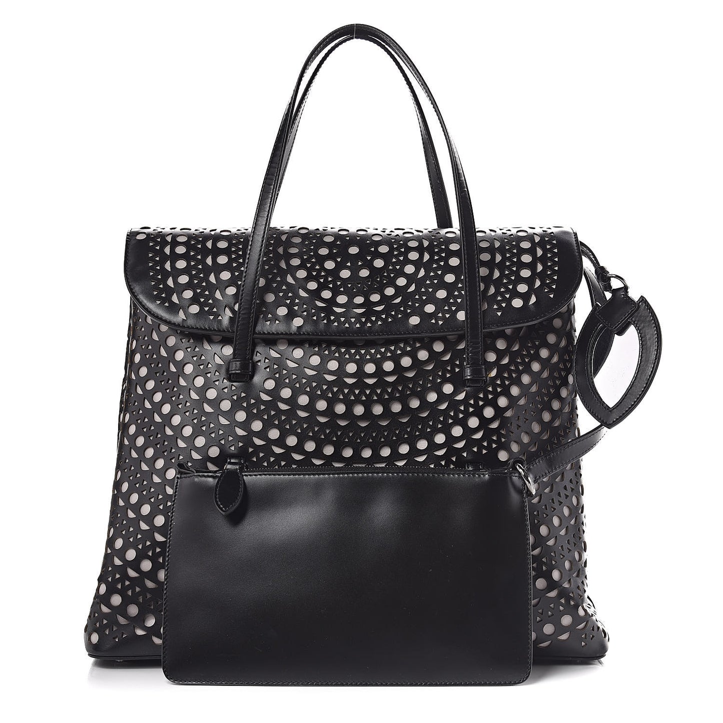 Calfskin Laser Cut Flap Tote Black
