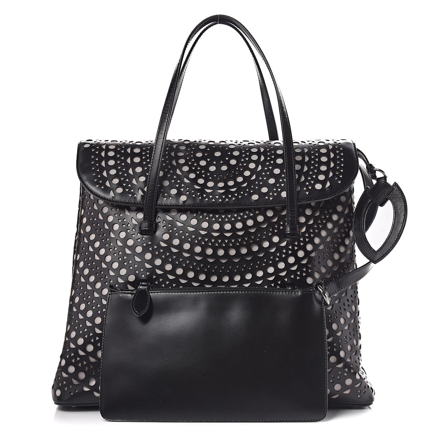 Alaia Calfskin Laser Cut Flap Tote Black 1 of 13