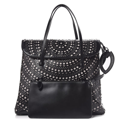Alaia Calfskin Laser Cut Flap Tote Black 1 of 13