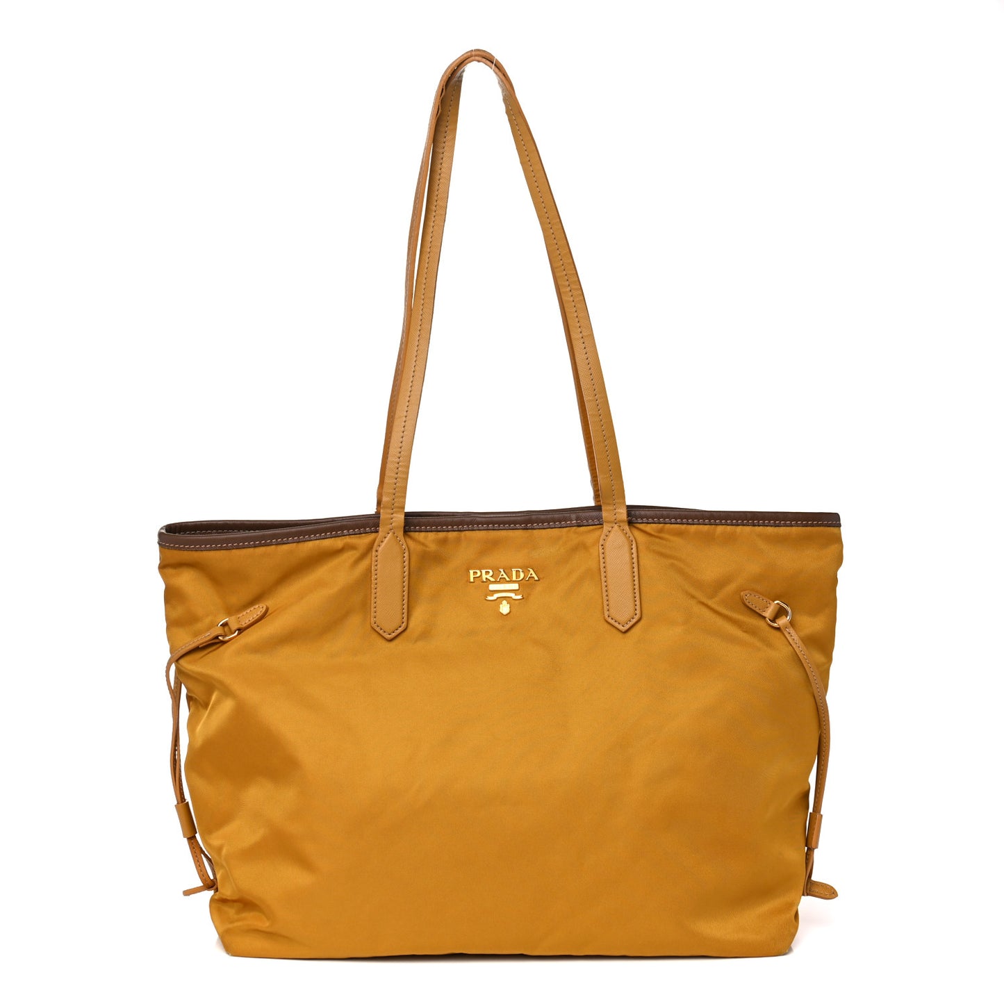 Tessuto Nylon Saffiano Shopping Tote Yellow