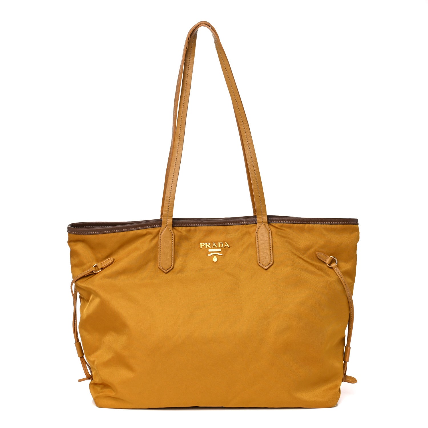 Prada Tessuto Nylon Saffiano Shopping Tote Yellow 1 of 22