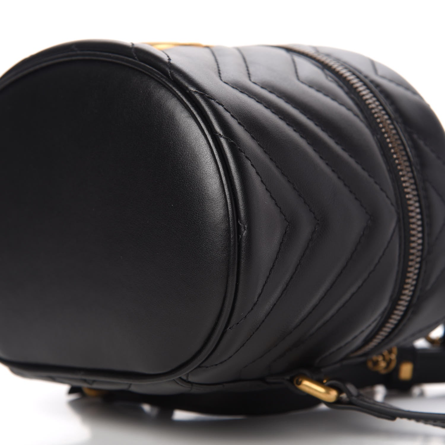 Gucci Calfskin Matelasse Mini GG Marmont Round Backpack Black 7 of 11