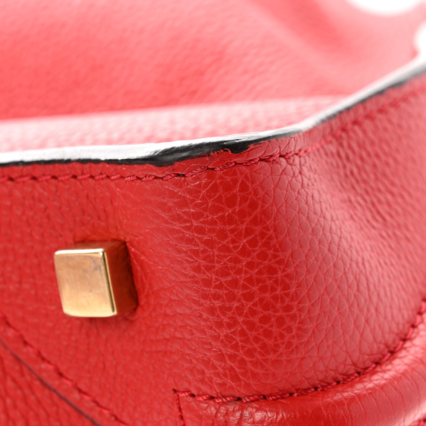 Drummed Calfskin Mini Luggage Coquelicot