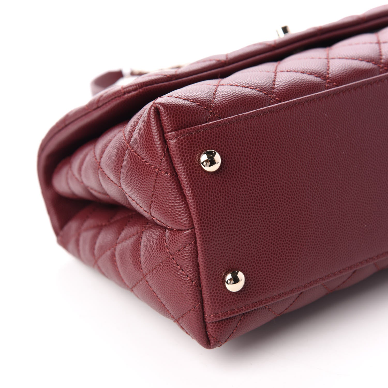 Chanel Caviar Quilted Small Coco Handle Flap Burgundy 7 of 11