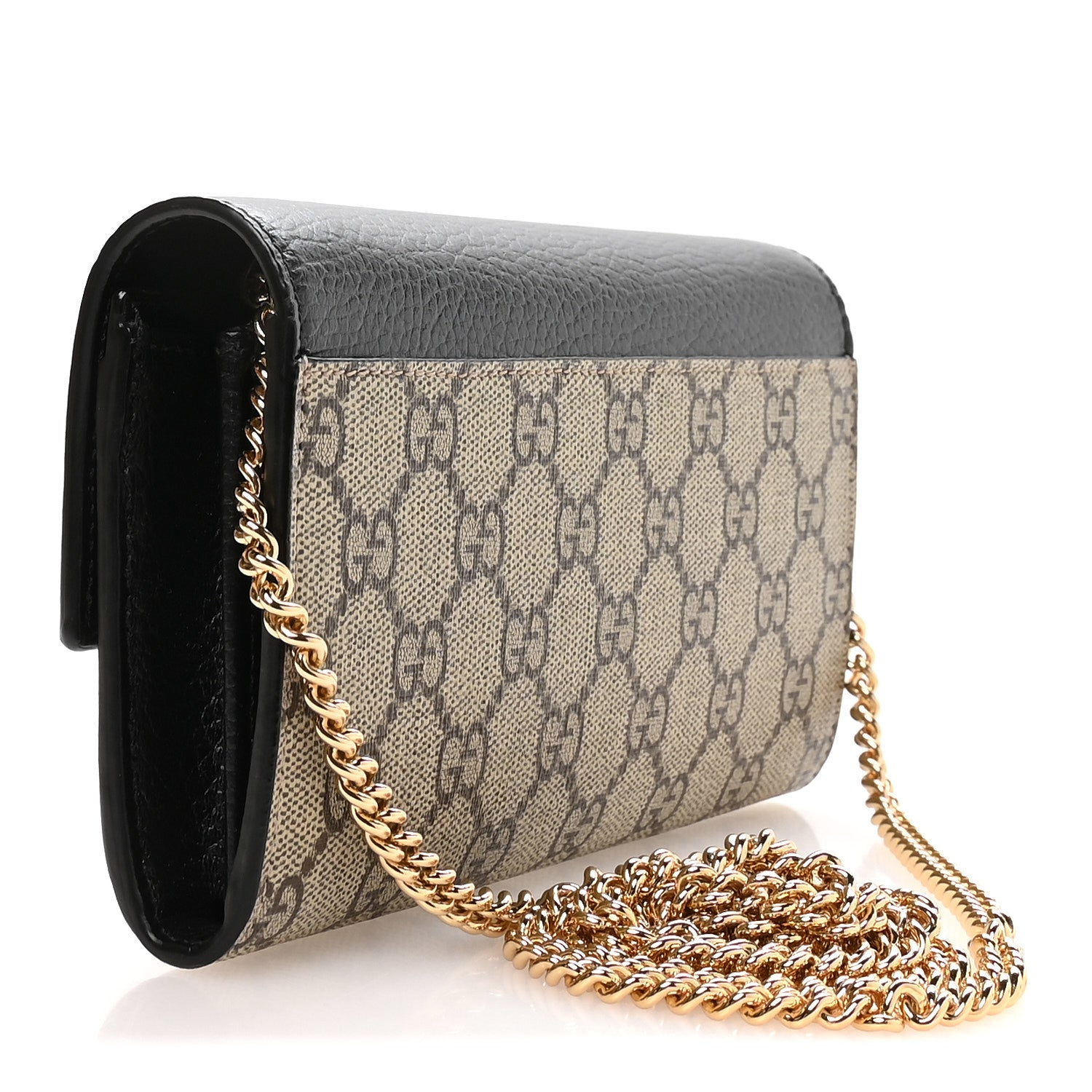 Gucci Dollar Calfskin GG Supreme Monogram Petite GG Marmont Wallet Chain Bag Black Beige Ebony 3 of 11