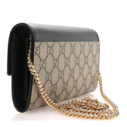 Gucci Dollar Calfskin GG Supreme Monogram Petite GG Marmont Wallet Chain Bag Black Beige Ebony 3 of 11