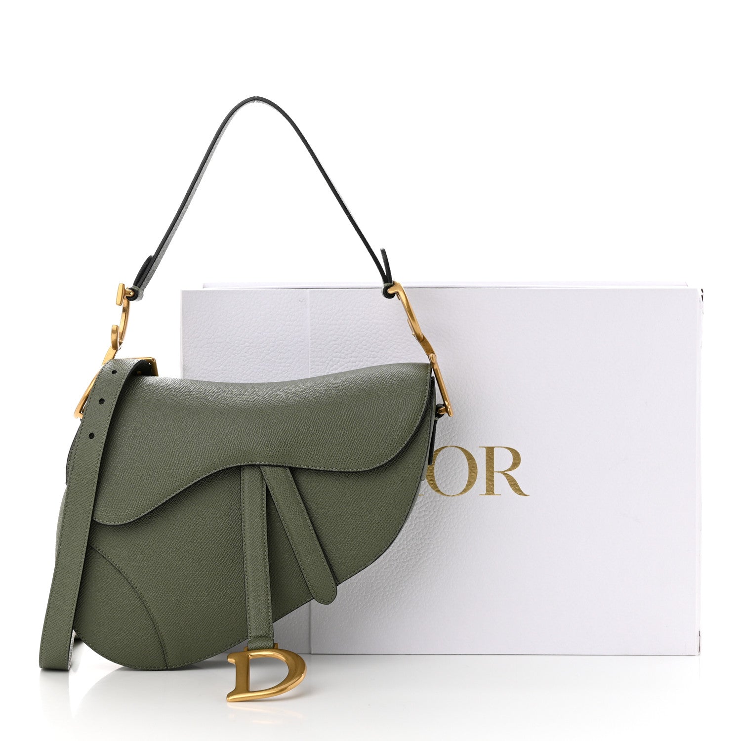 Christian Dior Grained Calfskin Saddle Bag With Strap Sage Green 11 of 11