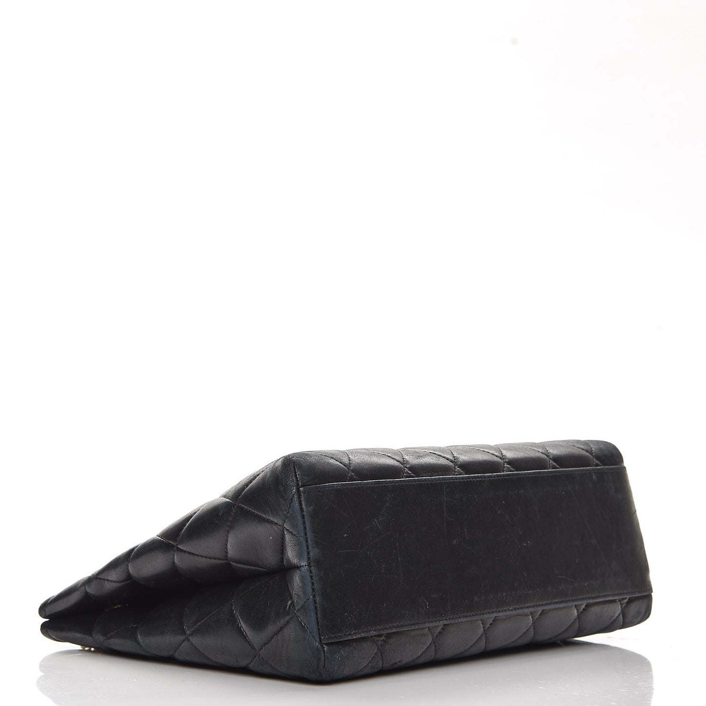 Lambskin Quilted Shopping Tote Black