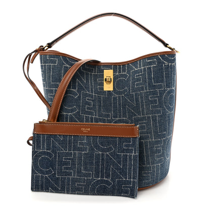 Celine Denim Calfskin Logo Bucket 16 Bag Blue 2 of 15