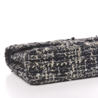 Chanel Tweed Sequin Quilted Medium Double Flap Black 8 of 13