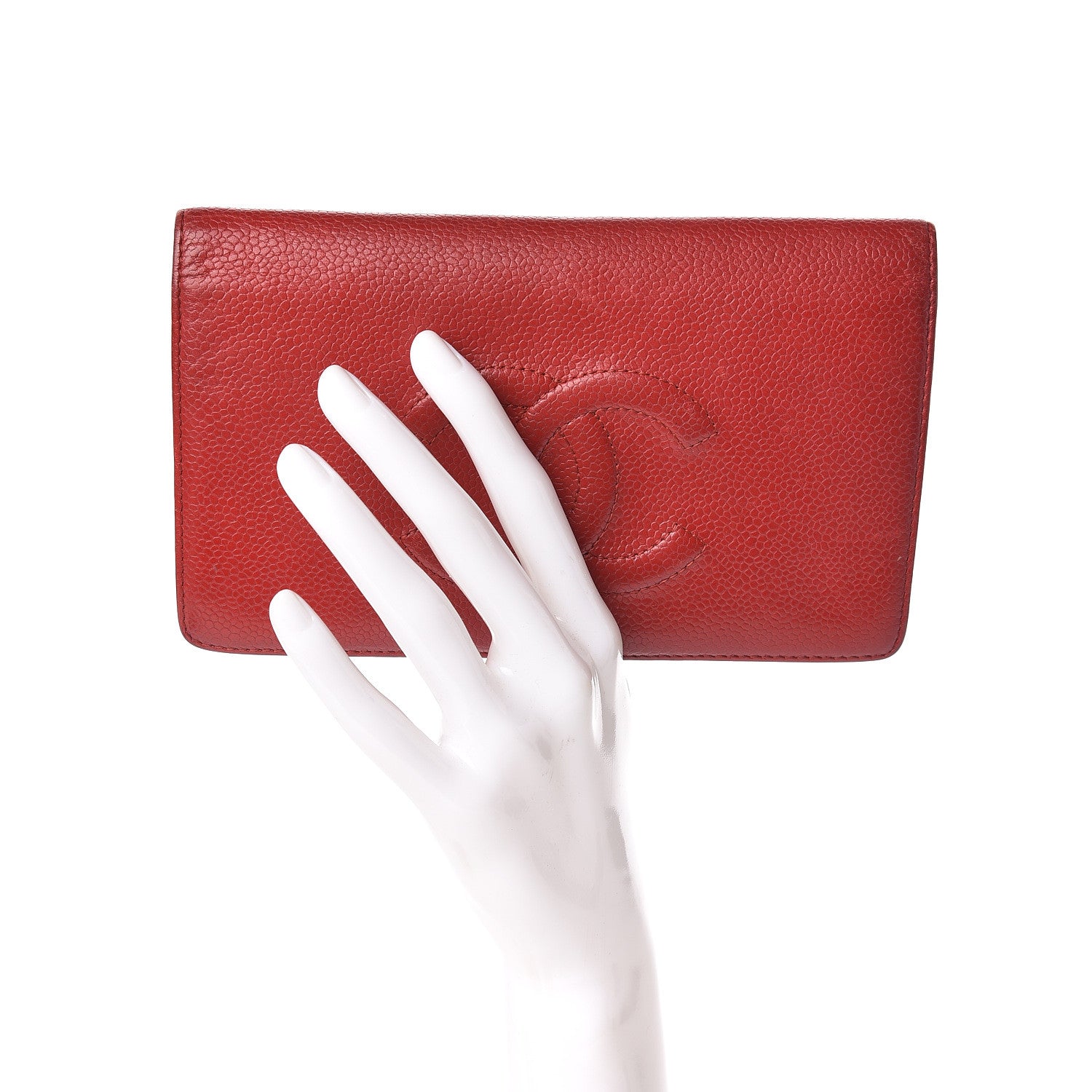 Chanel Caviar Timeless CC Yen Wallet Red 2 of 8