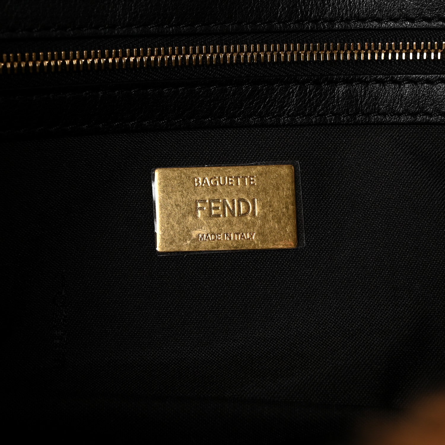 Fendi Shearling Vitello Dolce Macro FF 1974 Baguette Tobacco Black 6 of 10