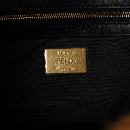 Fendi Shearling Vitello Dolce Macro FF 1974 Baguette Tobacco Black 6 of 10