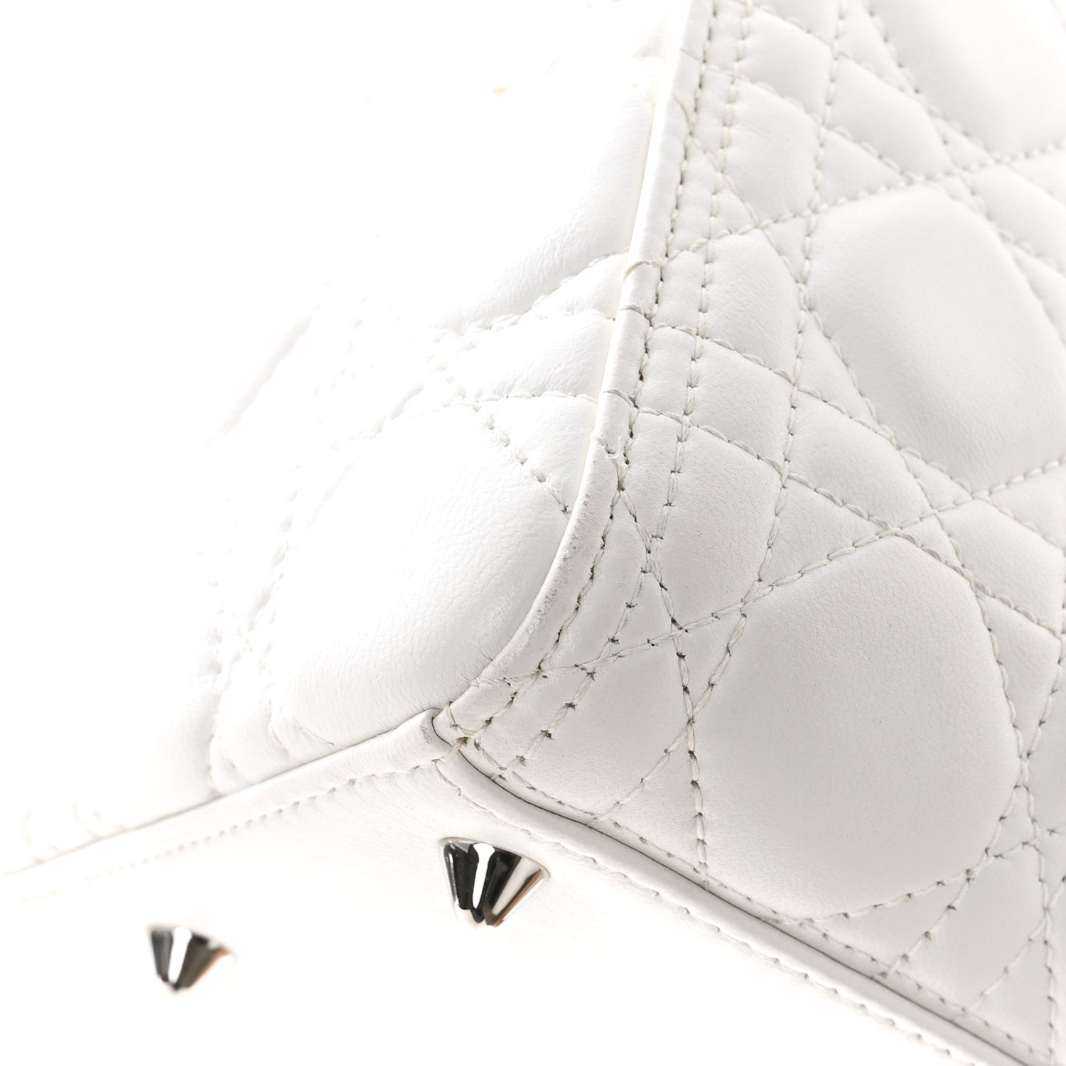 Christian Dior Lambskin Cannage Medium Lady Dior White 1812102
