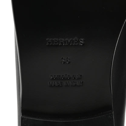 Hermes Fringed Calfskin Womens Destin Loafer 38 Black 8 of 10
