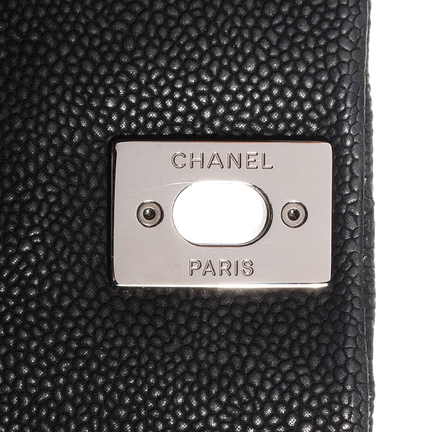 Iridescent Caviar Medium Lady Pearly Flap Black