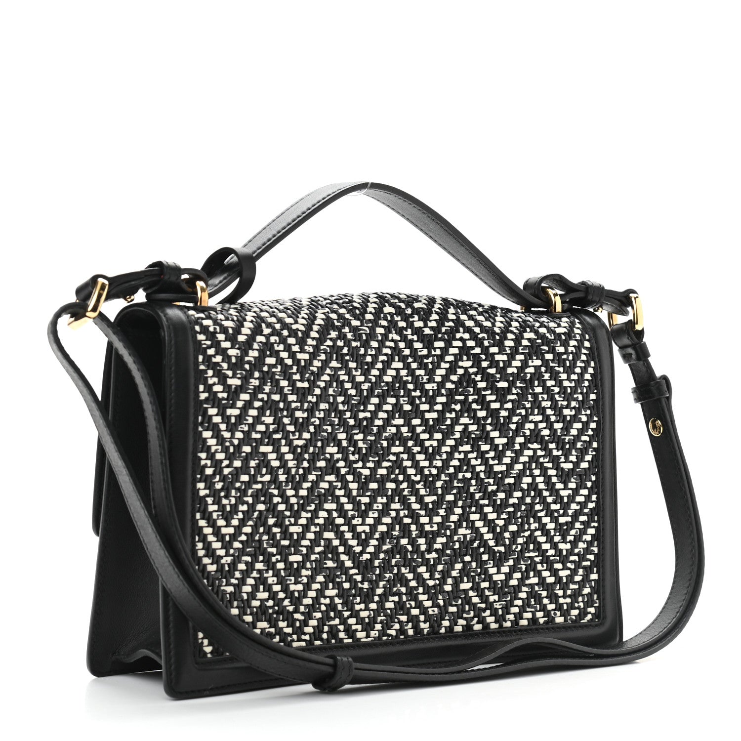 Salvatore Ferragamo Tweed Aileen Bag Black White 3 of 9
