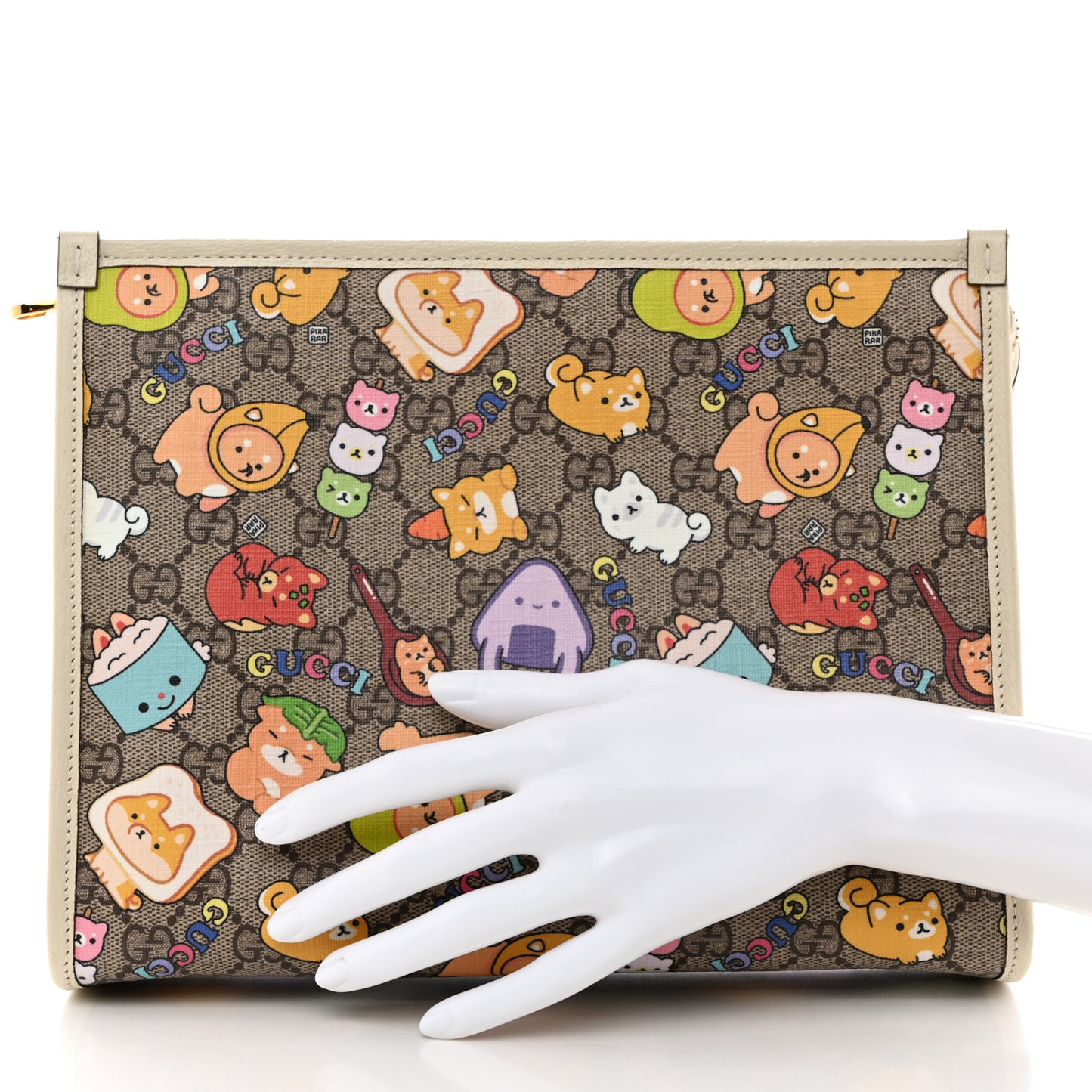 GG Supreme Monogram Animal Kawaii Cosmetic Case Multi White