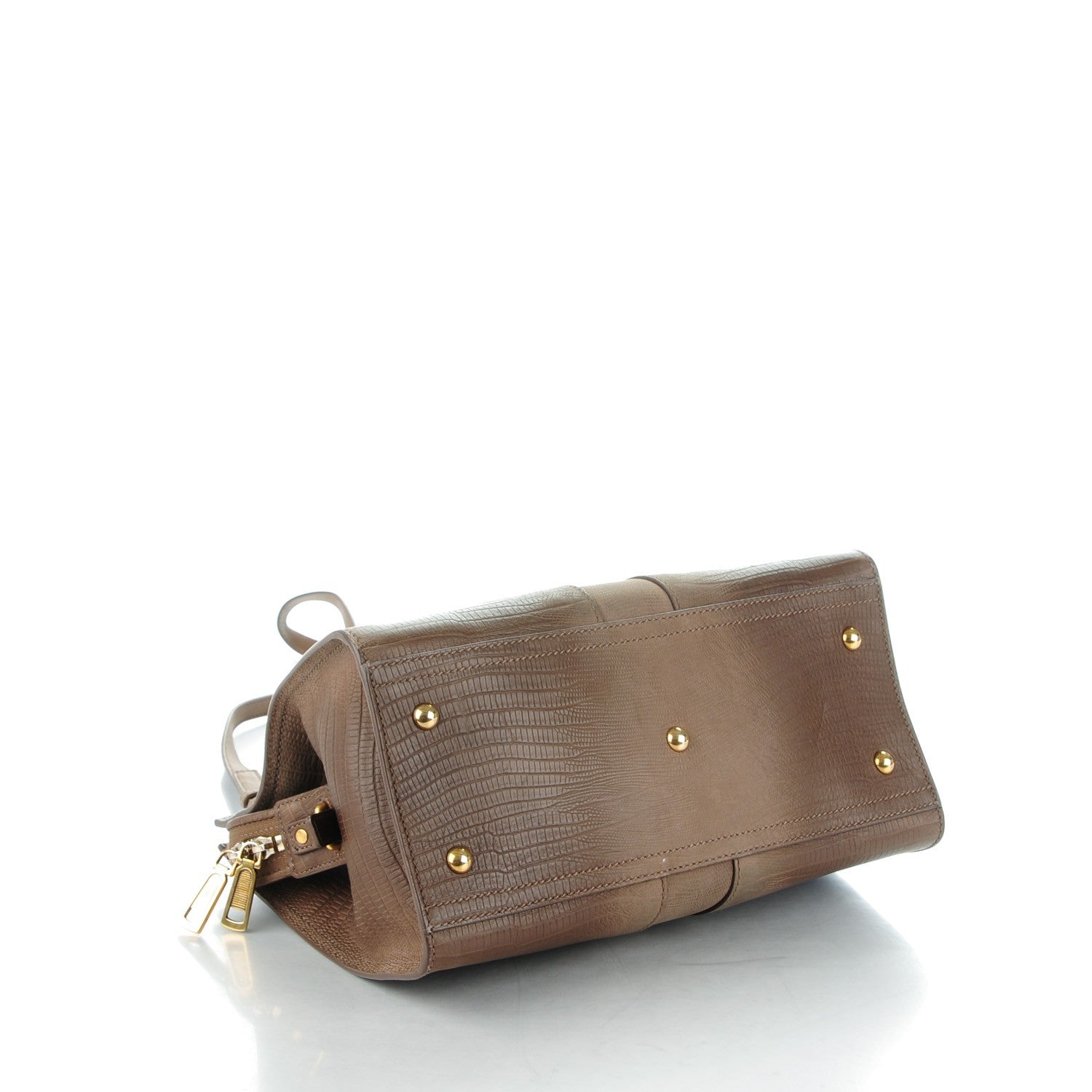 Saint Laurent Calfskin Lizard Embossed Small Cabas ChYc Brown 4 of 7