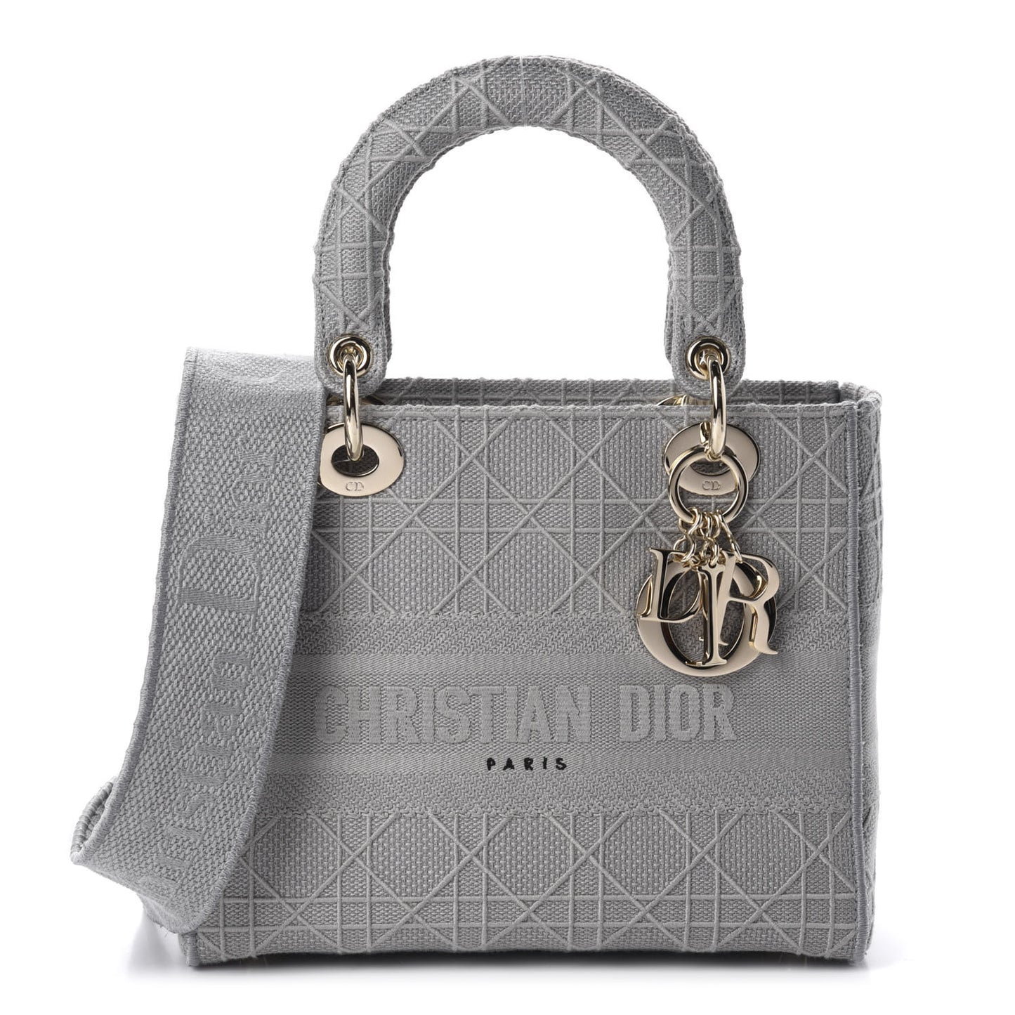Canvas Embroidered Cannage Medium Lady D-Lite Gray