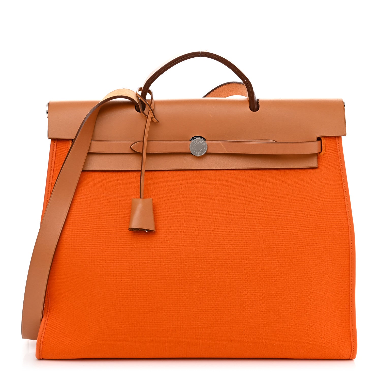 Hermes Vache Hunter Toile Herbag Zip 39 MM Orange Natural 3 of 12