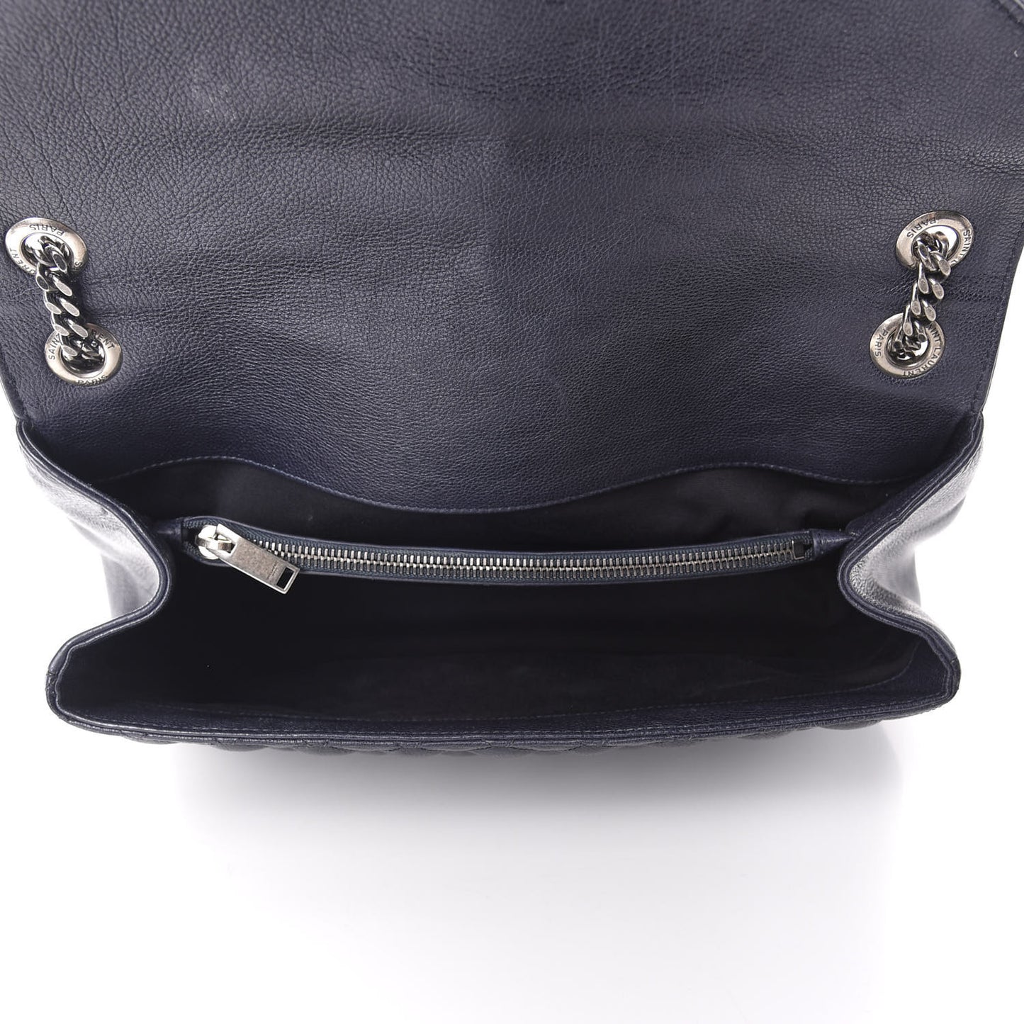 Calfskin Mixed Matelasse Triquilt Large Monogram Envelope Satchel Deep Marine