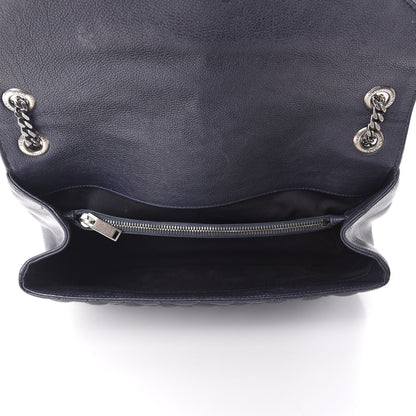Saint Laurent Calfskin Mixed Matelasse Triquilt Large Monogram Envelope Satchel Deep Marine 5 of 11