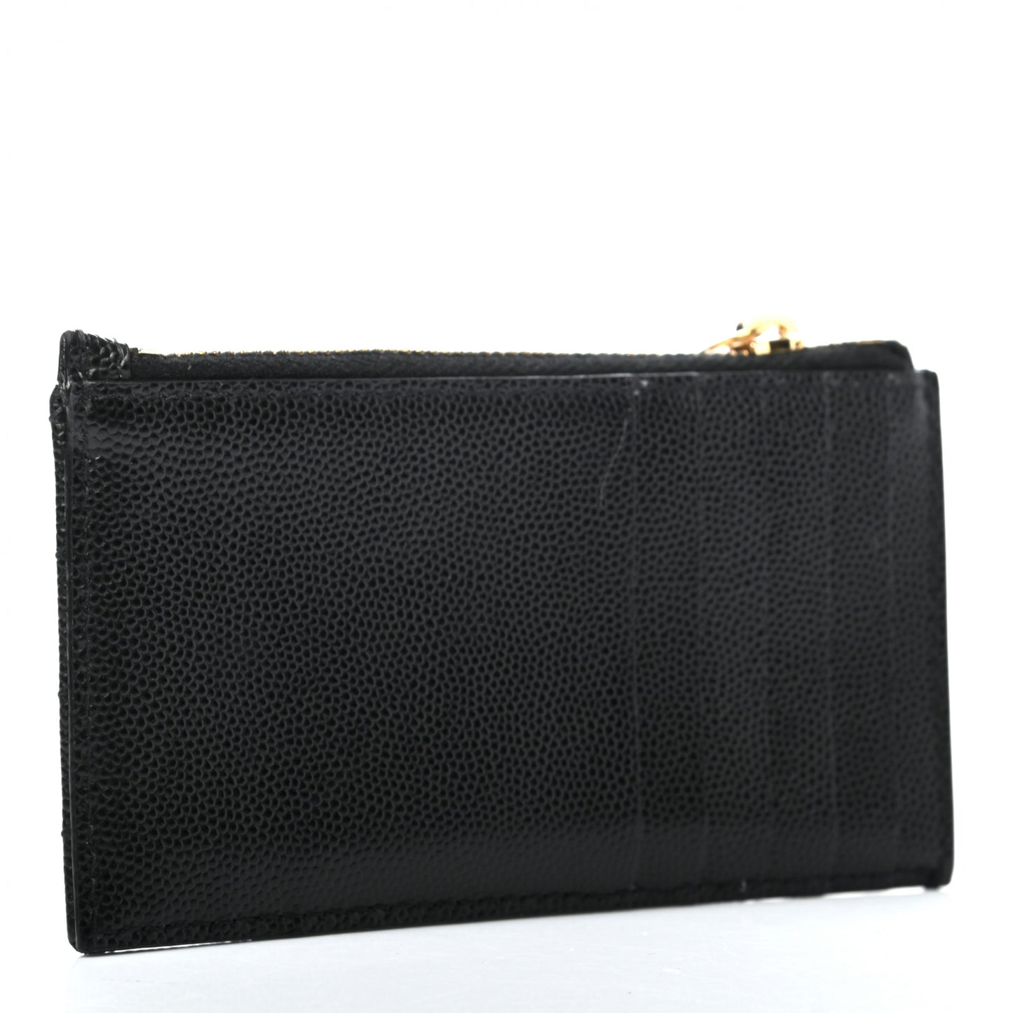 Grain De Poudre Matelasse Chevron Monogram Fragments Zippered Card Case Black