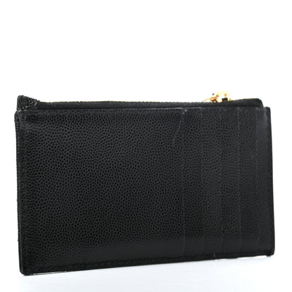 Saint Laurent Grain De Poudre Matelasse Chevron Monogram Fragments Zippered Card Case Black 3 of 7