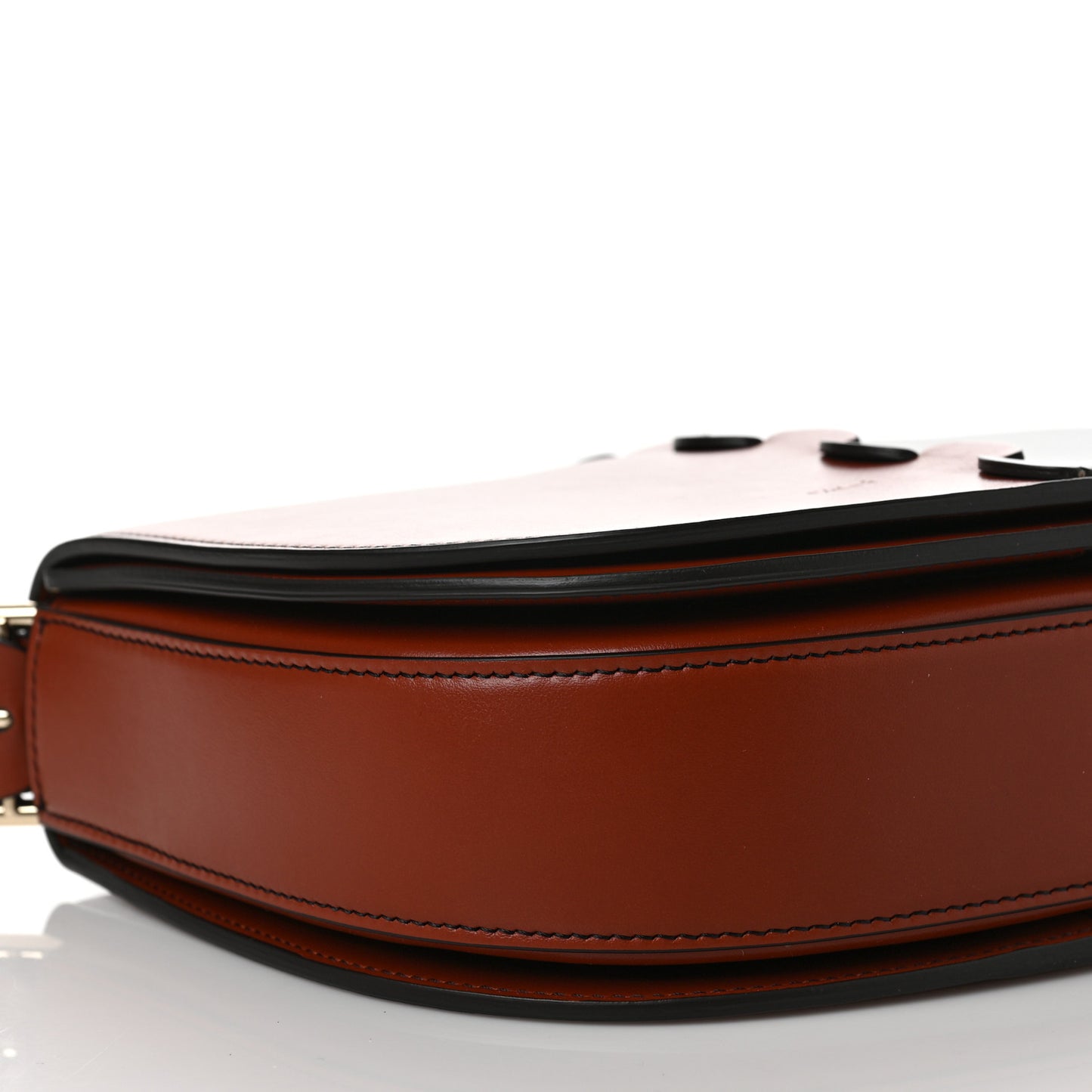 Shiny Calfskin Mia Tri-Color Saddle Bag Brown Black
