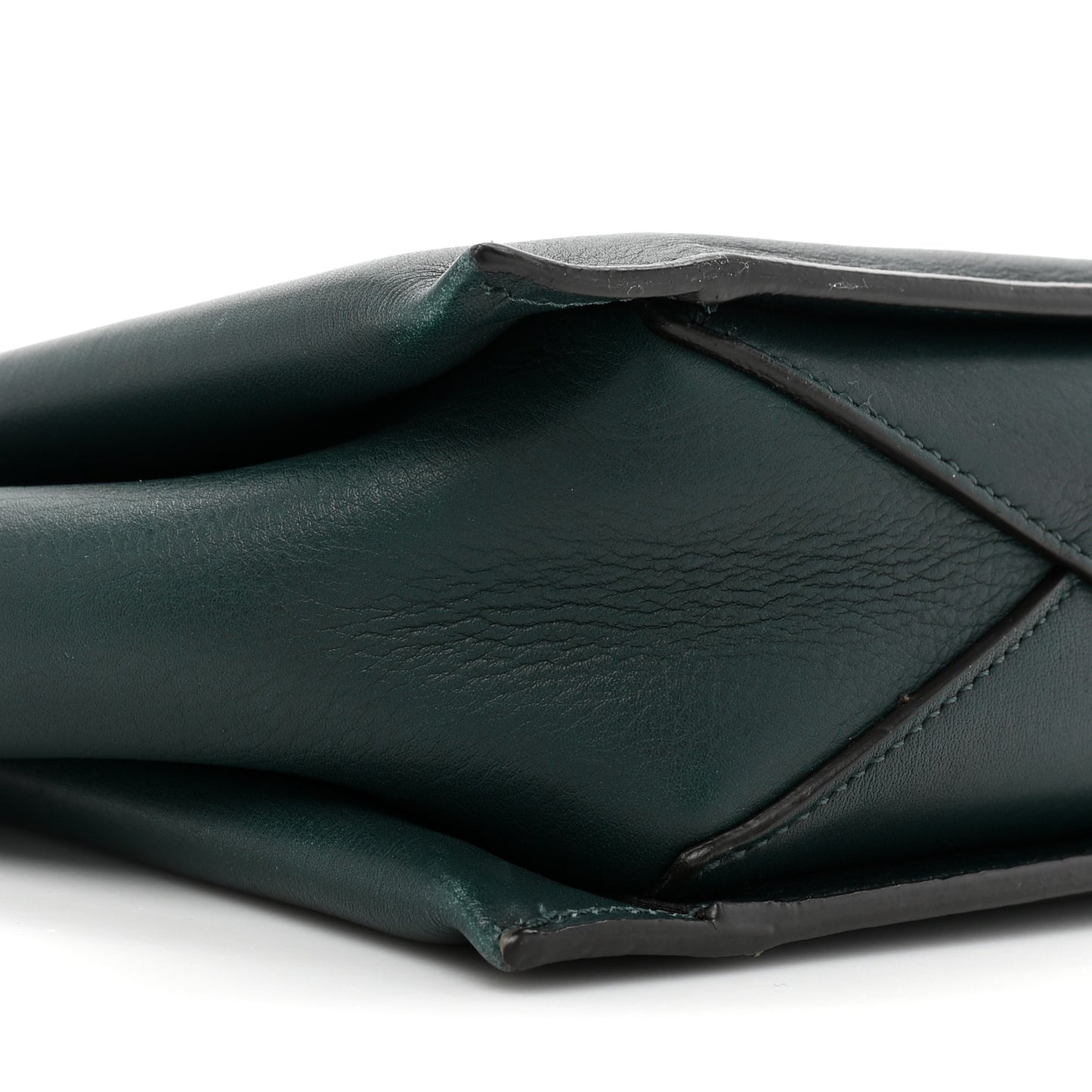 Smooth Calfskin Tri-Fold Clutch on Chain Bottle Green