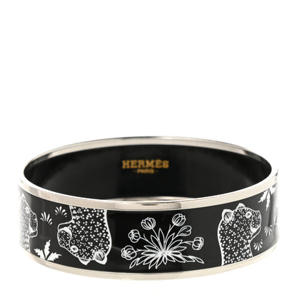 Hermes Enamel Printed Wide Les Leopards Positif Negatif Bracelet 65 Black 3 of 6