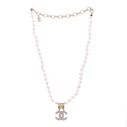 Chanel Pearl Crystal CC Short Logo Necklace Gold 3 of 7