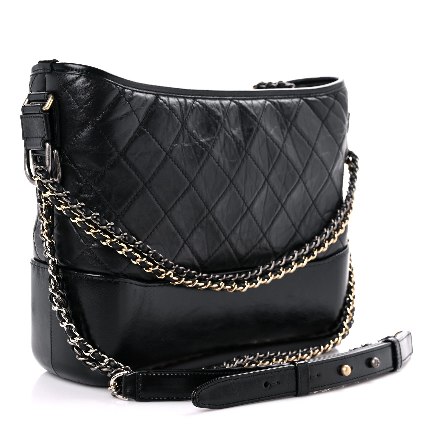 Chanel Aged Calfskin Quilted Medium Gabrielle Hobo Black 3 of 10