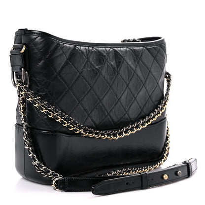 Chanel Aged Calfskin Quilted Medium Gabrielle Hobo Black 3 of 10