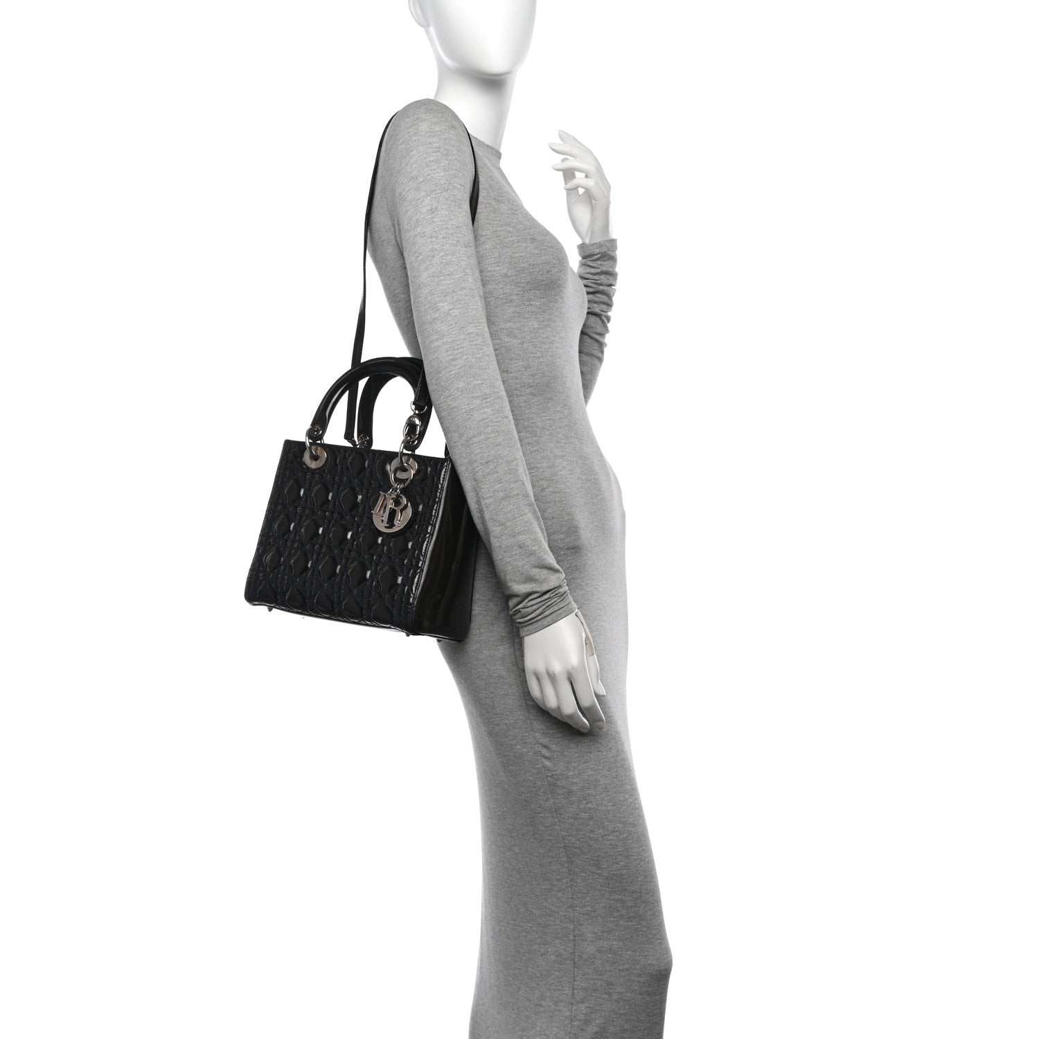 Christian Dior Patent Cannage Medium Lady Dior Navy Blue 2 of 18