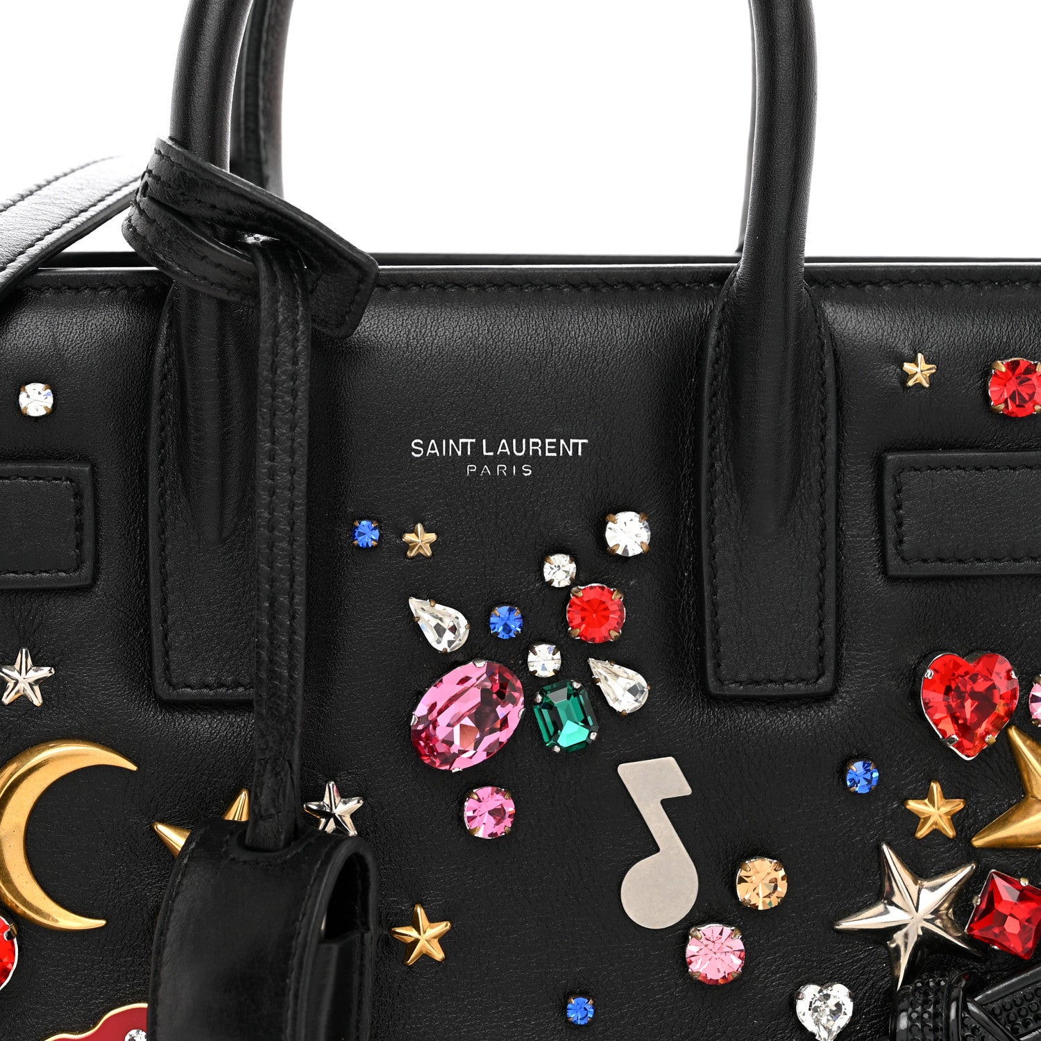 Saint Laurent Calfskin Crystal Embellished Nano Sac de Jour Black 5 of 10