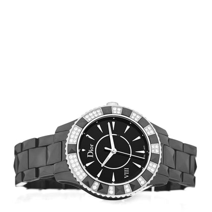 Christian Dior Stainless Steel Ceramic Diamond 38mm Dior VIII Quartz Watch Black 2 of 5