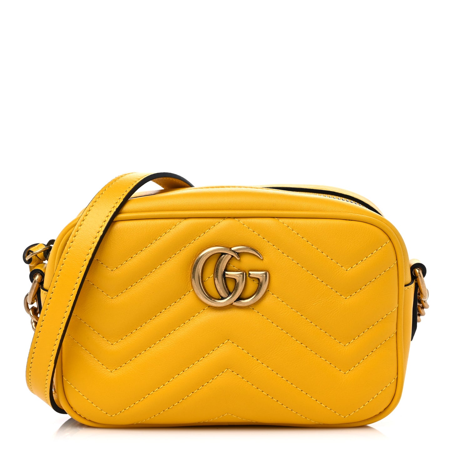 Calfskin Matelasse Mini GG Marmont Chain Shoulder Bag Stone Topaz