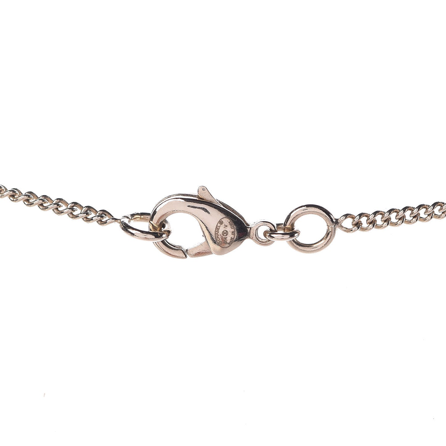 Enamel CC Baroque Pearl Drop Necklace Black Gold