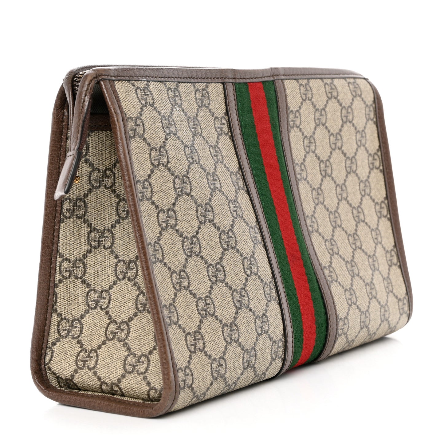 GG Supreme Monogram Web Toiletry Case Brown