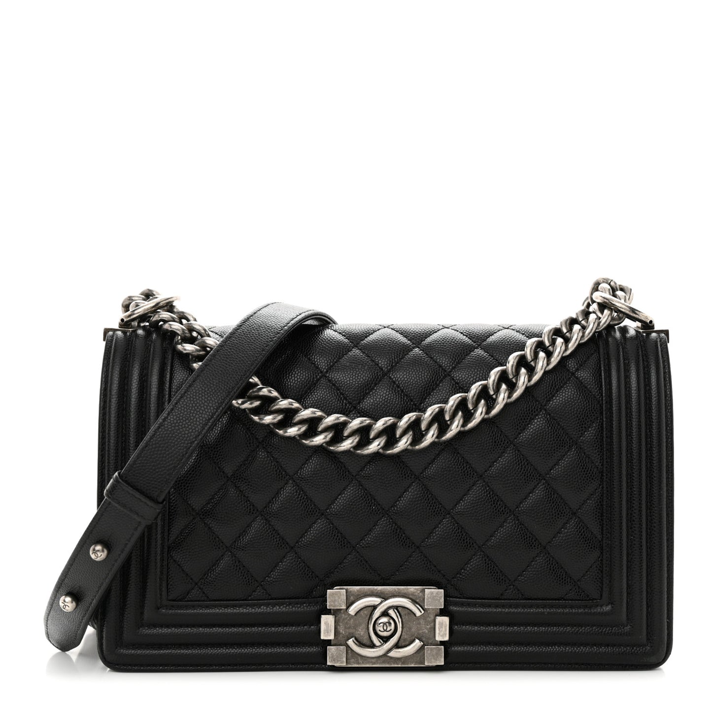 Caviar Quilted Medium Boy Flap Black