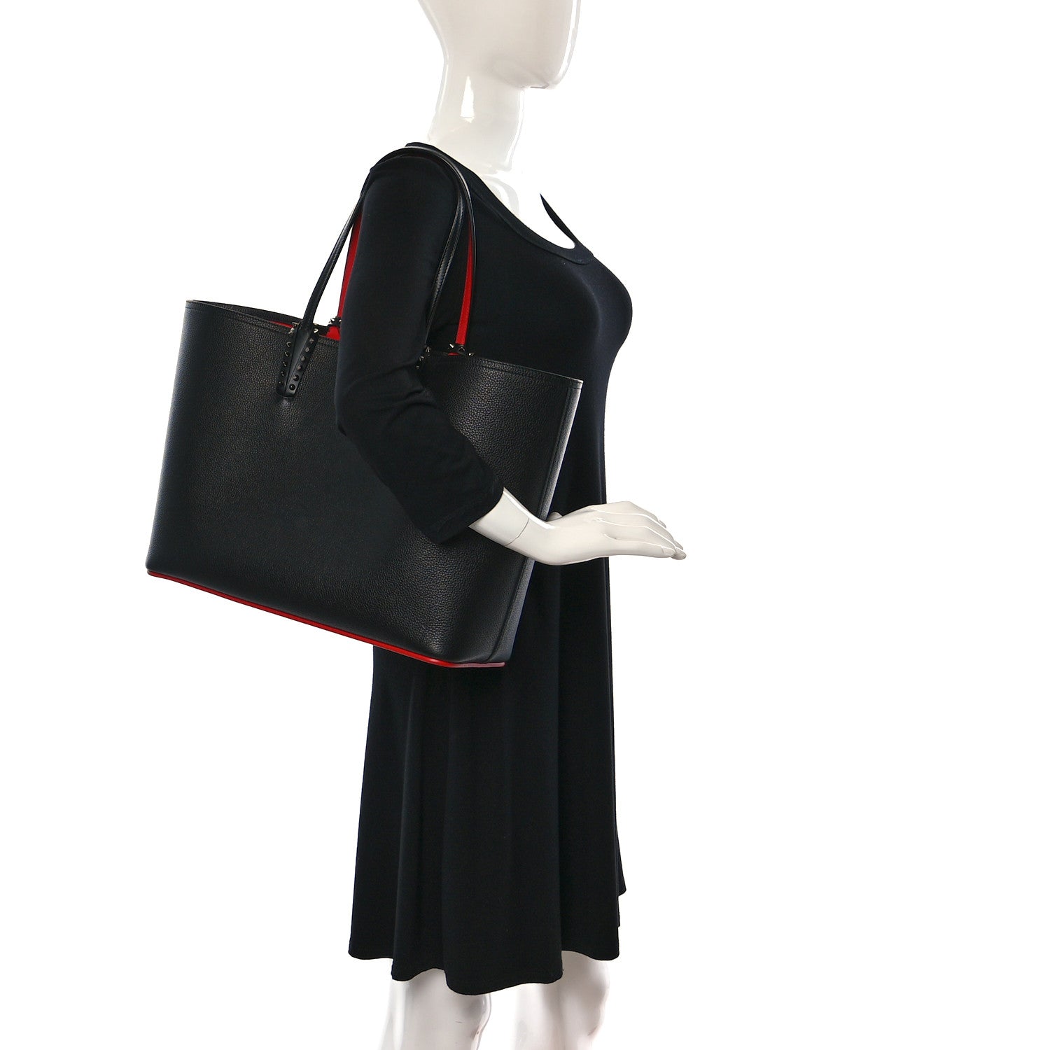 Christian Louboutin Calfskin Spikes East West Cabata Tote Black 2 of 12