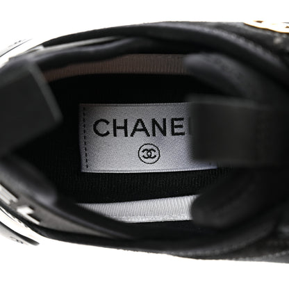 Chanel Velvet Calfskin Mixed Fibers CC Sneakers 37 Black 8 of 9